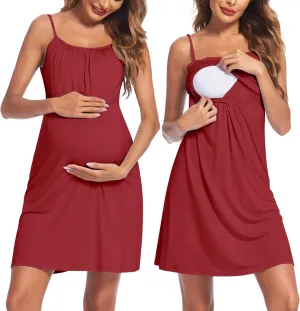 Ekouaer Women's Nursing Nightgown Maternity Dress Breastfeeding Gown Full Slips Sleepwear