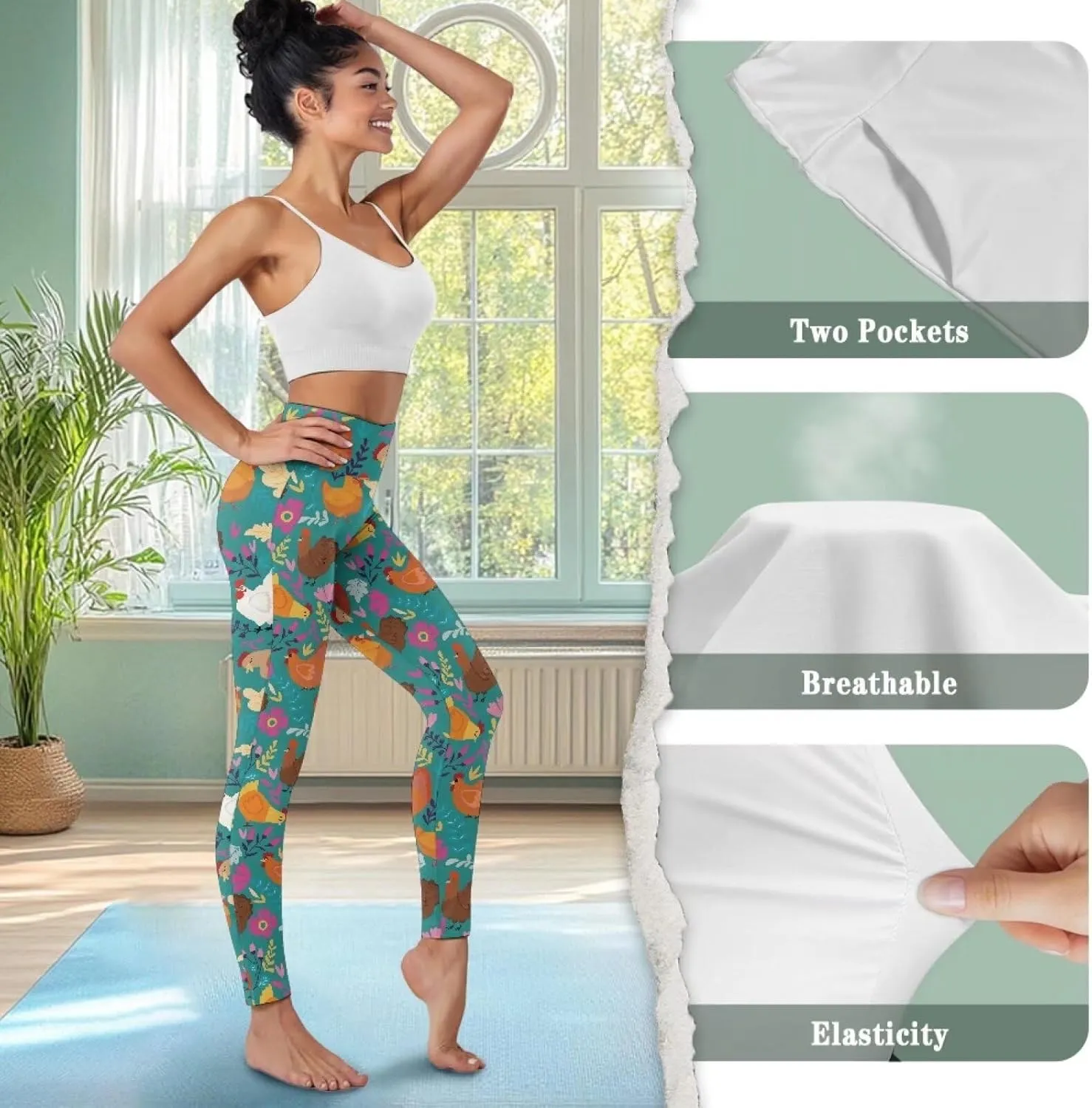Fashion Leggings with Pockets for Women Yoga Leggings XS-3XL Breathable Workout Leggings High Waist