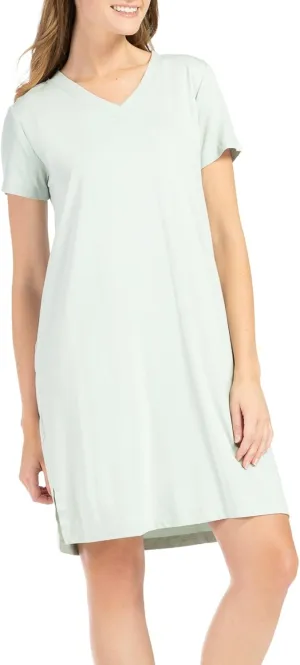 Fishers Finery Women's Organic Cotton and Rayon Blend Short Sleeve Sleep Dress Sleep Shirt