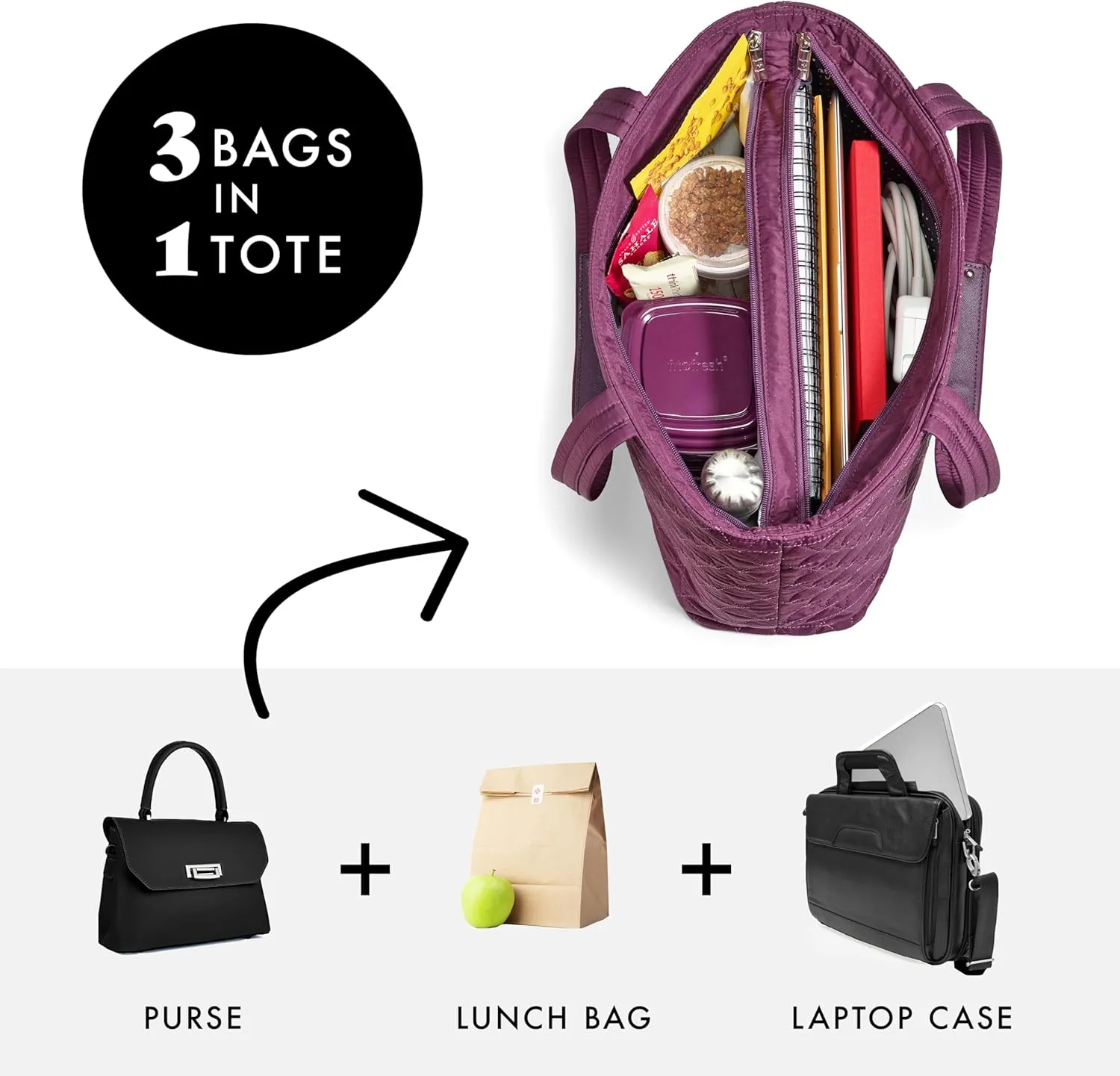 Fit & Fresh 2-in-1 Insulated Lunch & Travel Tote