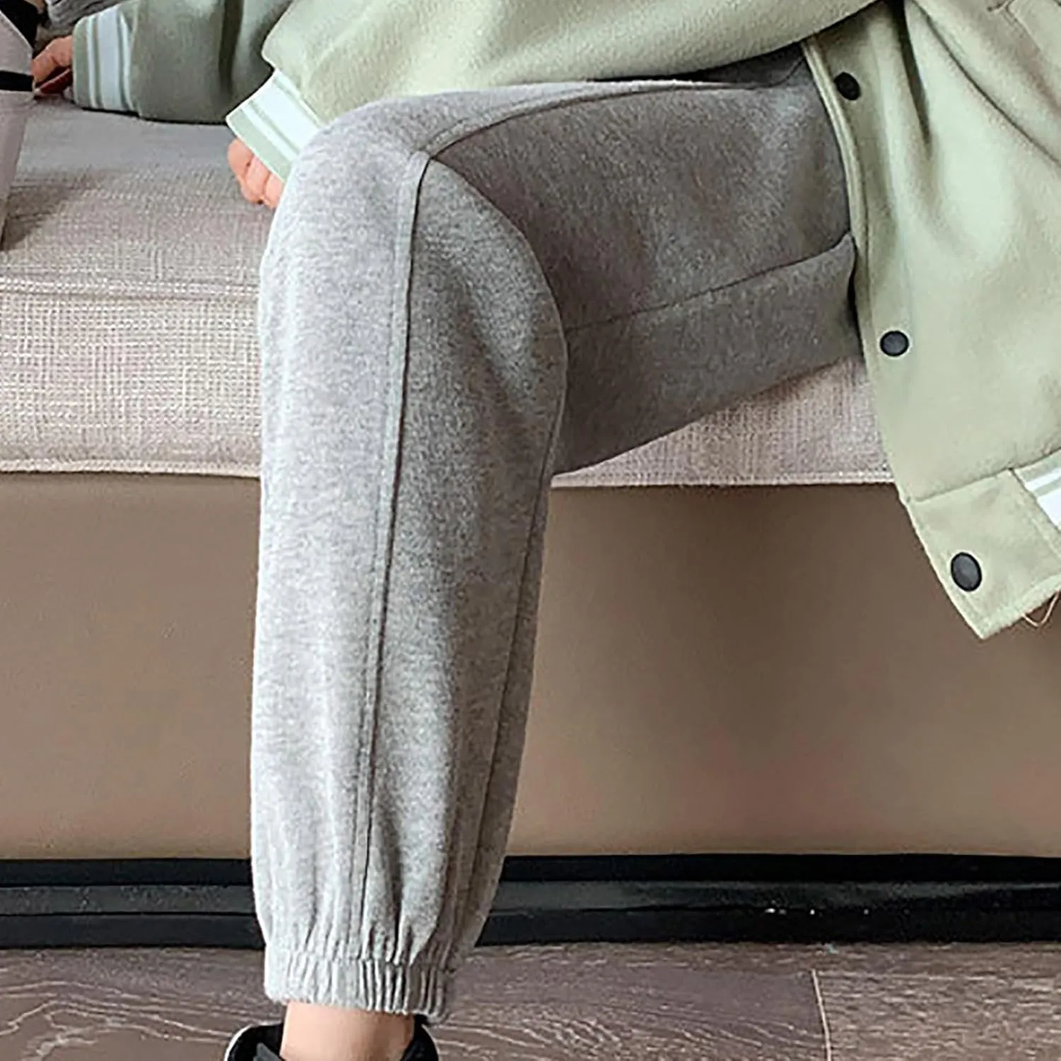 Fleece Sweatpants for Women High Waisted Winter Warm Casual Lounge Jogger Pants with Pockets Cinch Bottom Trousers