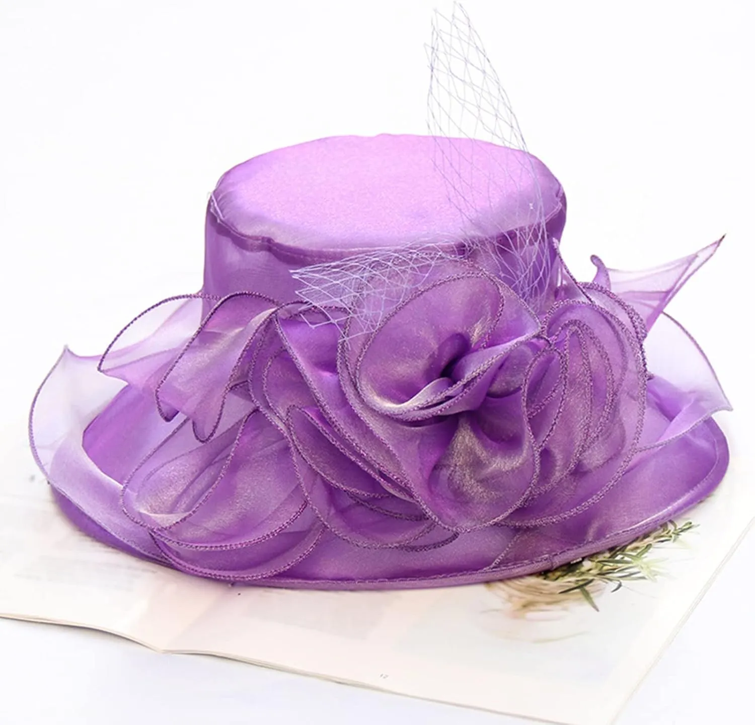 Flower Sun Hats for Women Wide Brim Lace Bucket Hat Summer Beach Seaside Holiday Hat Elegant Wedding Guest Dress Hat