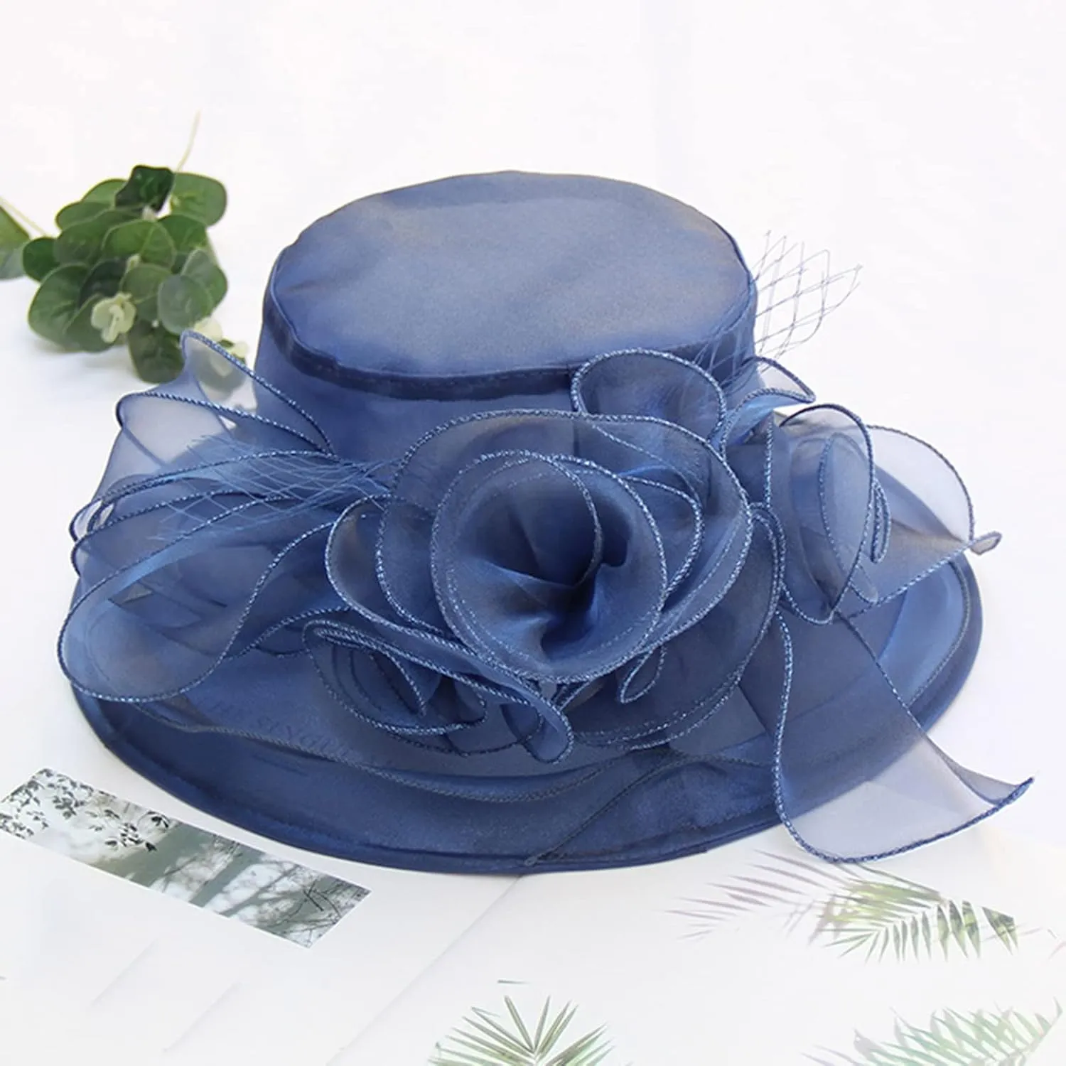 Flower Sun Hats for Women Wide Brim Lace Bucket Hat Summer Beach Seaside Holiday Hat Elegant Wedding Guest Dress Hat