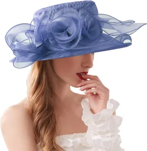 Flower Sun Hats for Women Wide Brim Lace Bucket Hat Summer Beach Seaside Holiday Hat Elegant Wedding Guest Dress Hat