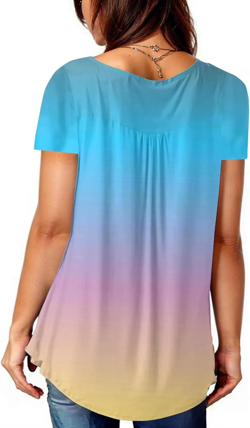 FQZWONG Summer Tops for Women 2025 Plus Size Short Sleeve Shirts Loose Casual Ladies Crew Neck Button Down Boho Blouses
