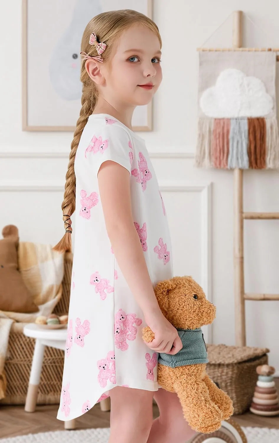 Girls' Cotton Dress, Soft Cartoon Comfortable Dresses, 3-12 Years