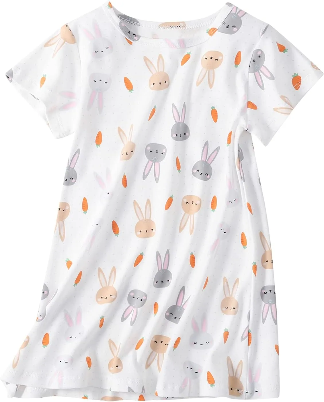 Girl's Cotton Nightgowns Short Sleeve Princess Sleep Shirts Comfy Nightdress Sleepwear