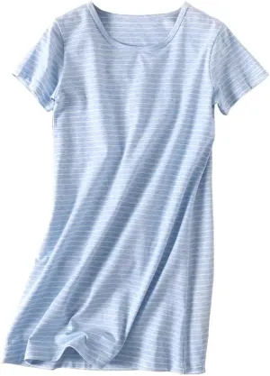 Girl's Stripes Nightgowns Cotton Sleep Shirts Sleepwear Princess Nightdress