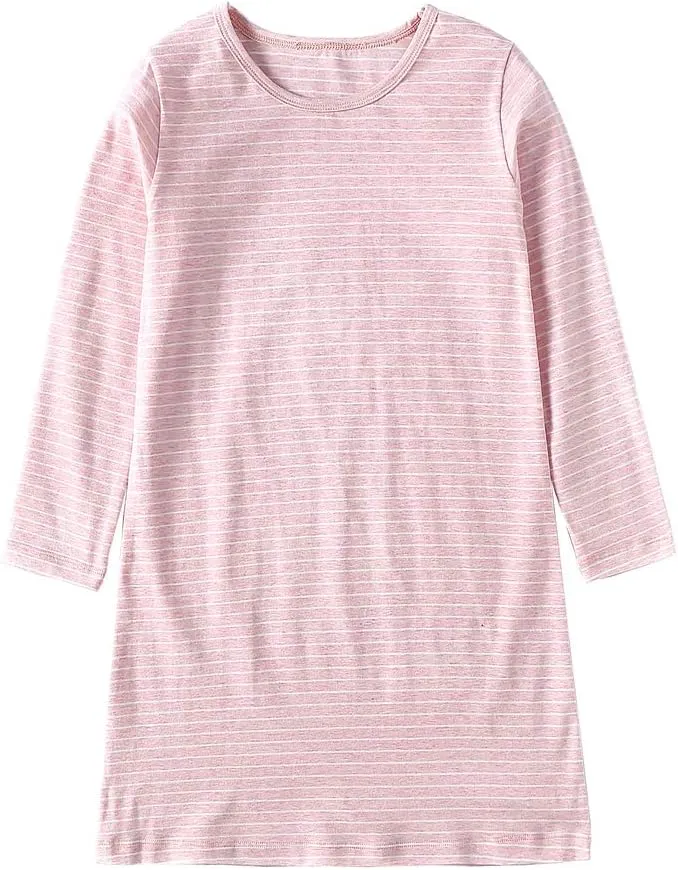 Girl's Stripes Nightgowns Cotton Sleep Shirts Sleepwear Princess Nightdress