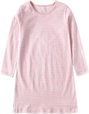 Girl's Stripes Nightgowns Cotton Sleep Shirts Sleepwear Princess Nightdress