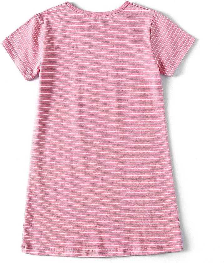 Girl's Stripes Nightgowns Cotton Sleep Shirts Sleepwear Princess Nightdress