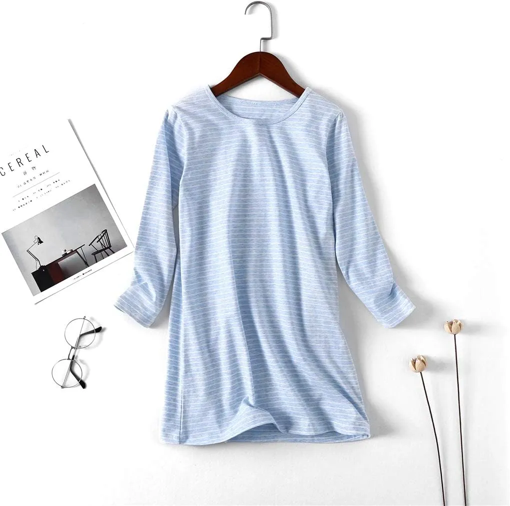 Girl's Stripes Nightgowns Cotton Sleep Shirts Sleepwear Princess Nightdress