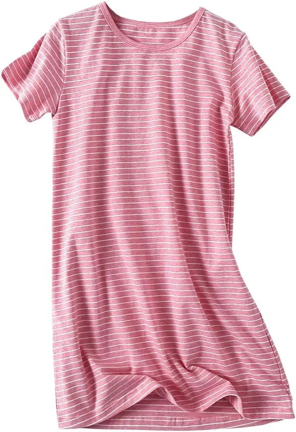 Girl's Stripes Nightgowns Cotton Sleep Shirts Sleepwear Princess Nightdress