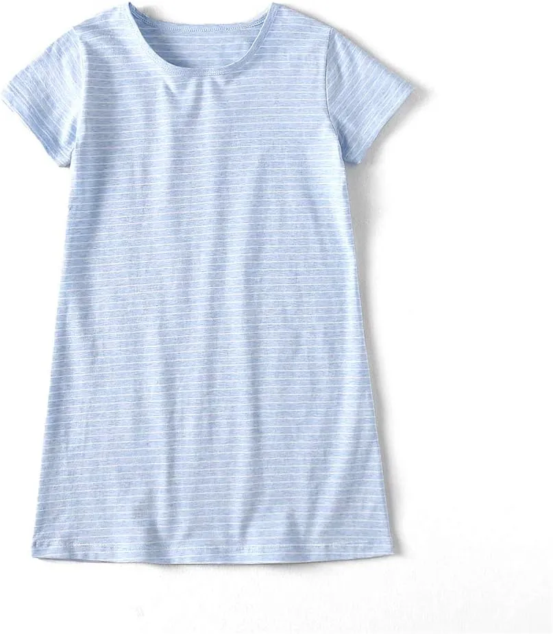 Girl's Stripes Nightgowns Cotton Sleep Shirts Sleepwear Princess Nightdress
