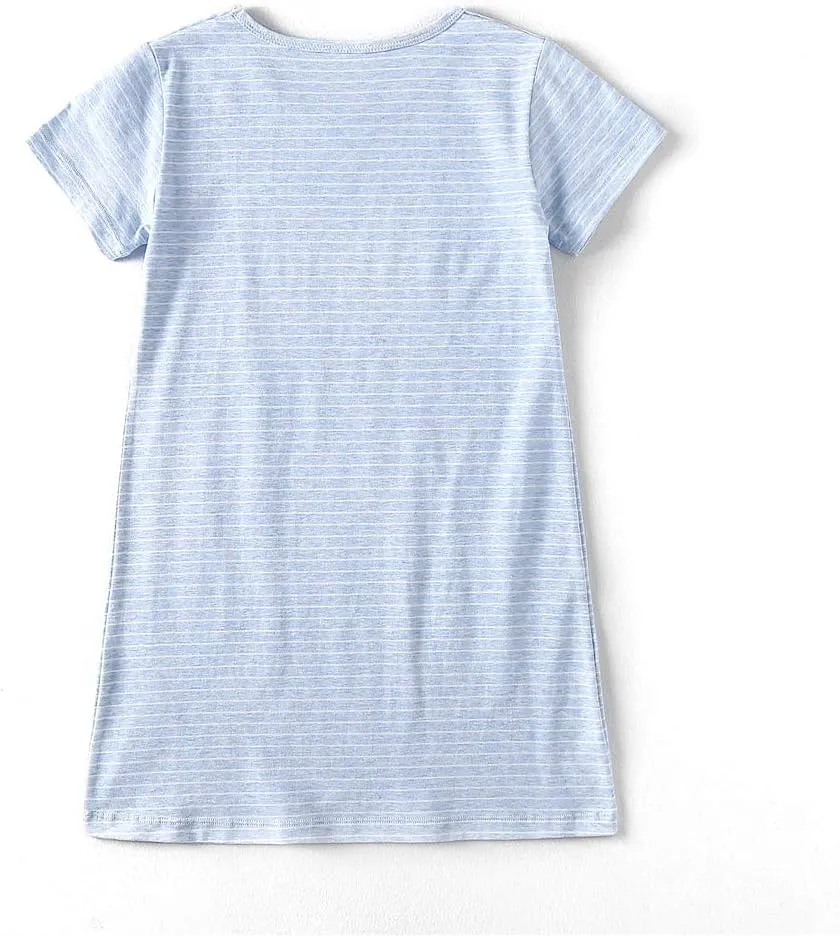 Girl's Stripes Nightgowns Cotton Sleep Shirts Sleepwear Princess Nightdress