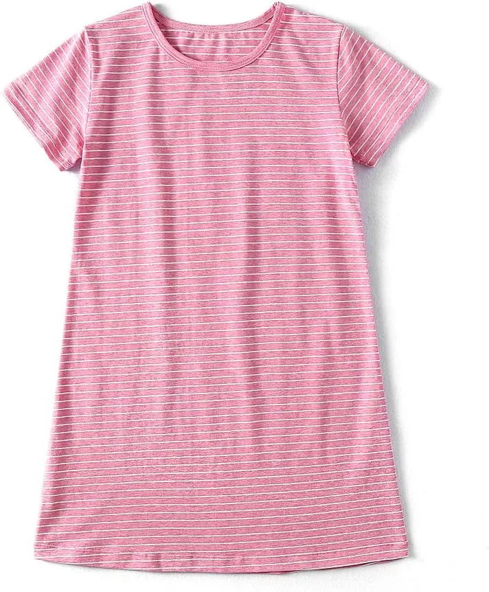 Girl's Stripes Nightgowns Cotton Sleep Shirts Sleepwear Princess Nightdress