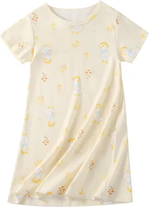 Girl's Stripes Nightgowns Cotton Sleep Shirts Sleepwear Princess Nightdress