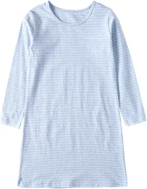 Girl's Stripes Nightgowns Cotton Sleep Shirts Sleepwear Princess Nightdress