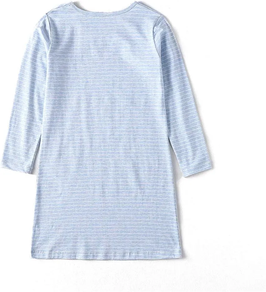 Girl's Stripes Nightgowns Cotton Sleep Shirts Sleepwear Princess Nightdress