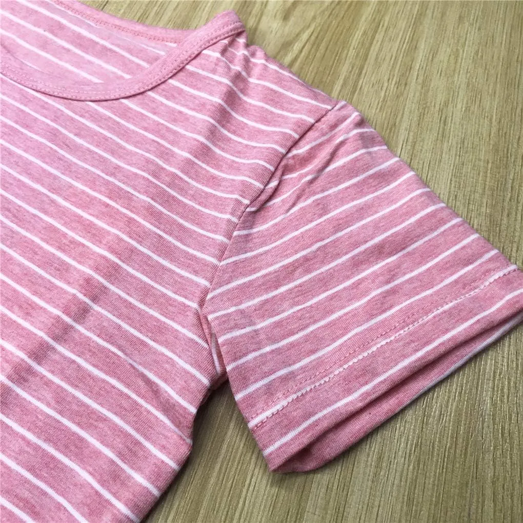 Girl's Stripes Nightgowns Cotton Sleep Shirts Sleepwear Princess Nightdress