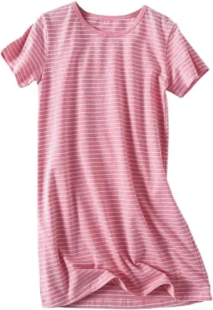 Girl's Stripes Nightgowns Cotton Sleep Shirts Sleepwear Princess Nightdress