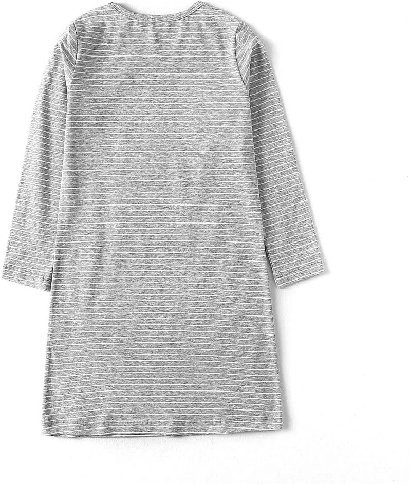 Girl's Stripes Nightgowns Cotton Sleep Shirts Sleepwear Princess Nightdress