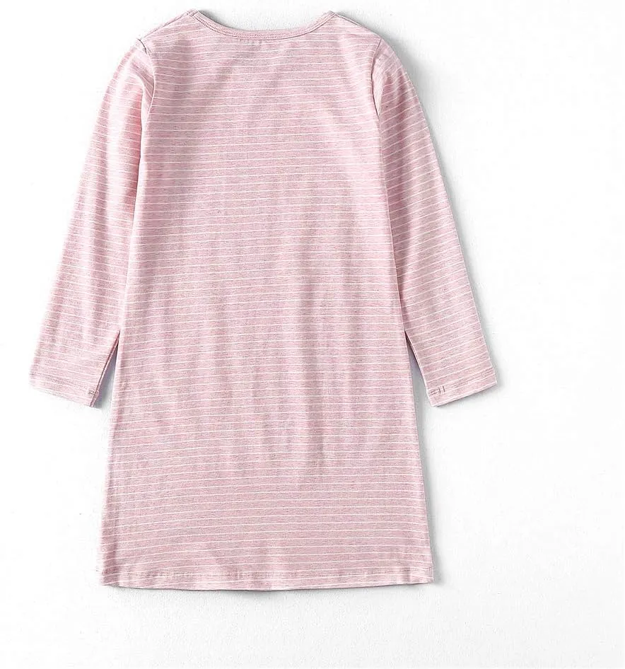 Girl's Stripes Nightgowns Cotton Sleep Shirts Sleepwear Princess Nightdress