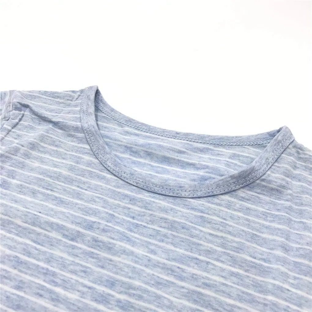 Girl's Stripes Nightgowns Cotton Sleep Shirts Sleepwear Princess Nightdress