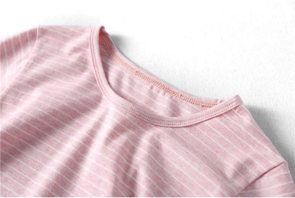 Girl's Stripes Nightgowns Cotton Sleep Shirts Sleepwear Princess Nightdress
