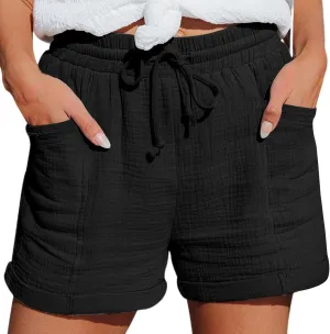 Gym Shorts Women Casual Summer Cargo High Waisted Wide Leg Shorts Solid Loose Fit Lightweight Short Pants