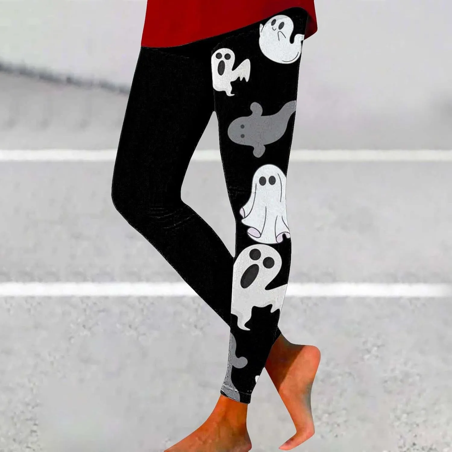 Halloween Leggings Woman Halloween Printed Sports Yoga Pants Leggings Length Seasonal Printed Leggings Pumpkin