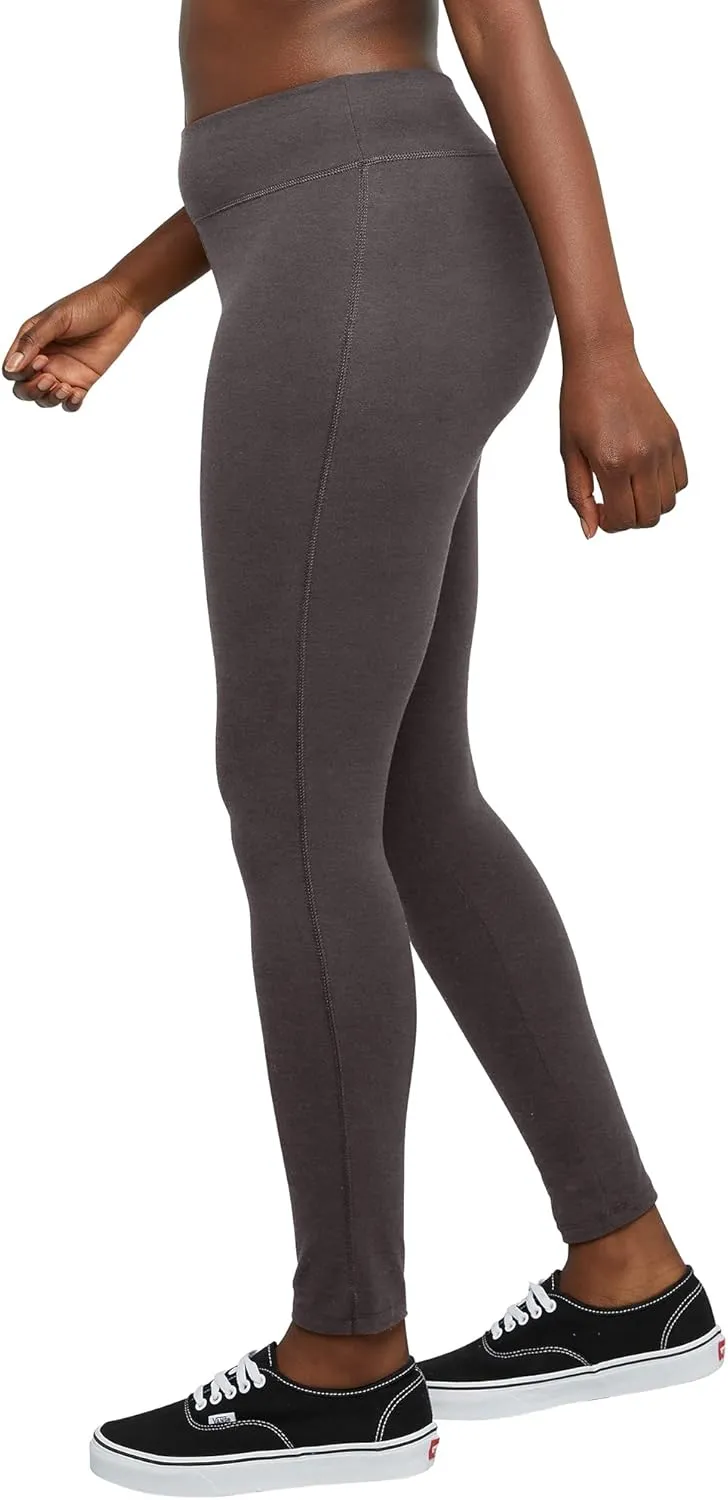 Hanes Women's Leggings, Ankle-Length Leggings for Women, Stretch Cotton-Spandex Leggings, High Waist, 27"
