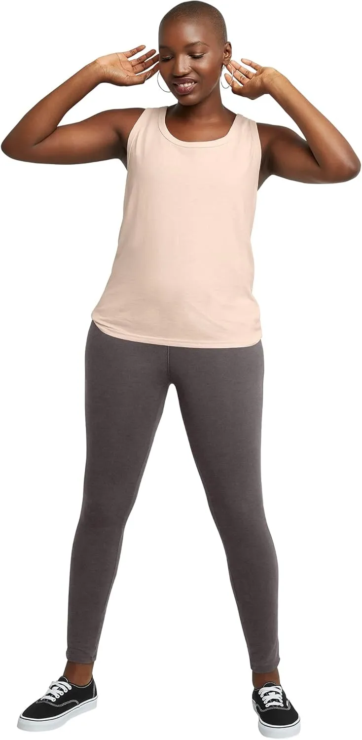 Hanes Women's Leggings, Ankle-Length Leggings for Women, Stretch Cotton-Spandex Leggings, High Waist, 27"