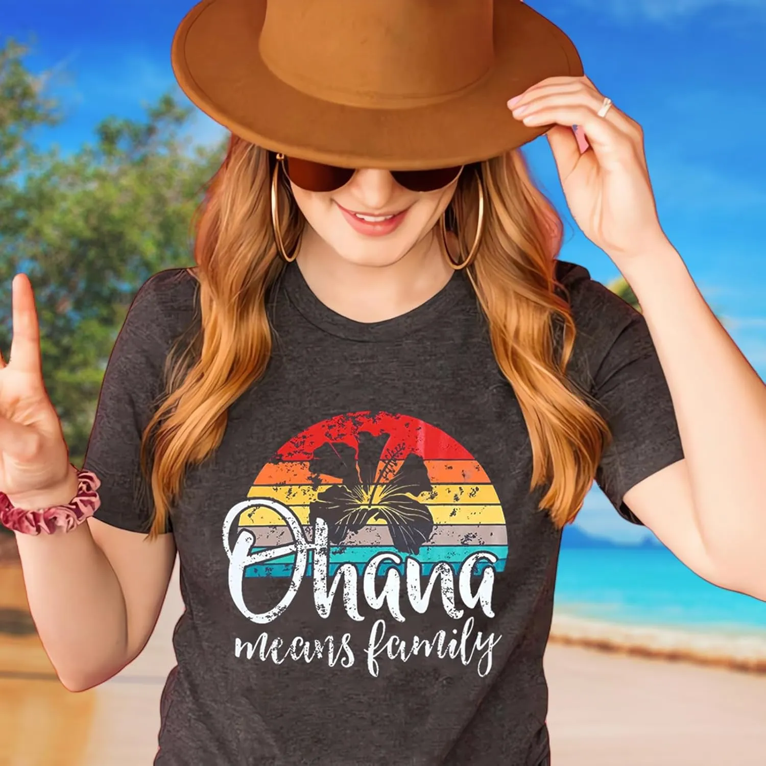Hawaiian Shirts for Women Palm Trees Beach Graphic Tee Tops Summer Vacation Short Sleeve Tshirt Tops
