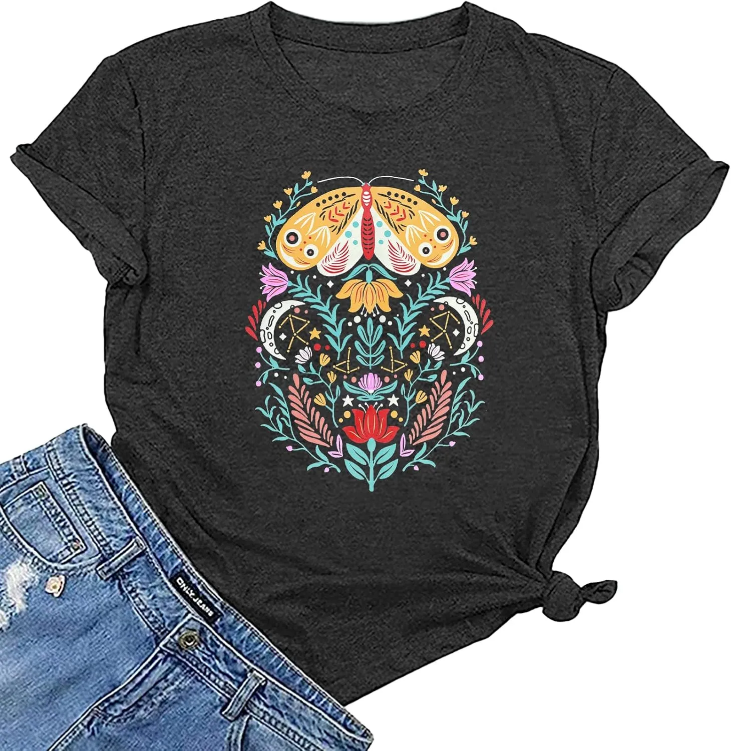 HDLTE Women Plus Size Tops Casual Short Sleeve Graphic Tee Shirts Oversized Tee Tops