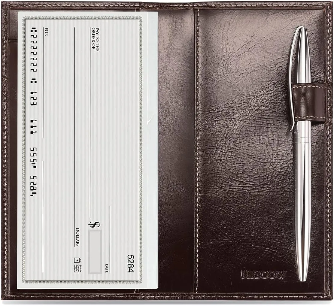 HISCOW Supple Leather Checkbook Cover with Free Divider - Italian Calfskin