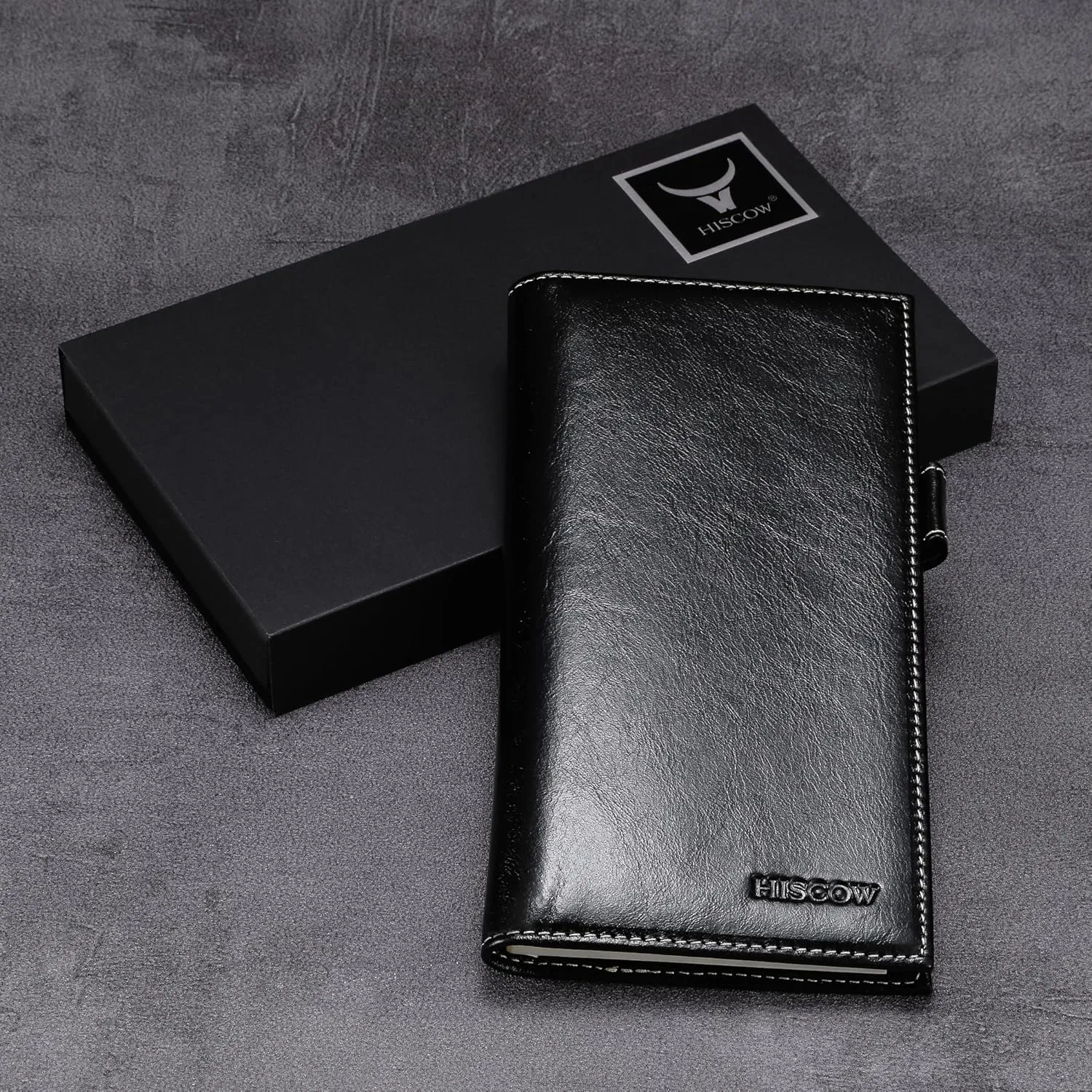 HISCOW Supple Leather Checkbook Cover with Free Divider - Italian Calfskin