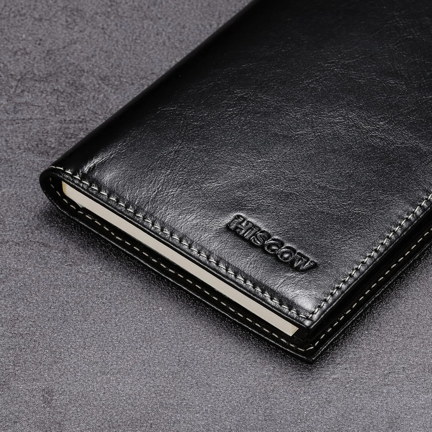 HISCOW Supple Leather Checkbook Cover with Free Divider - Italian Calfskin
