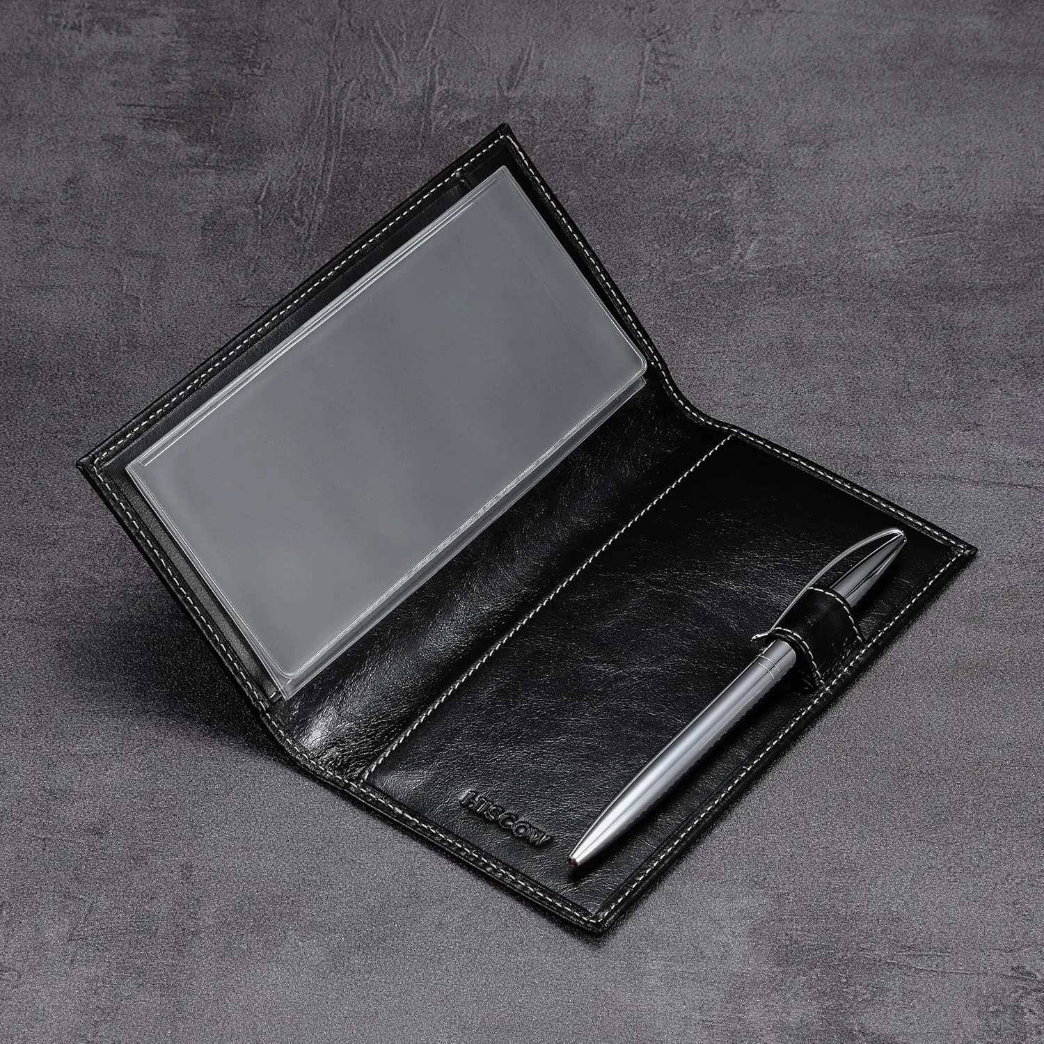HISCOW Supple Leather Checkbook Cover with Free Divider - Italian Calfskin