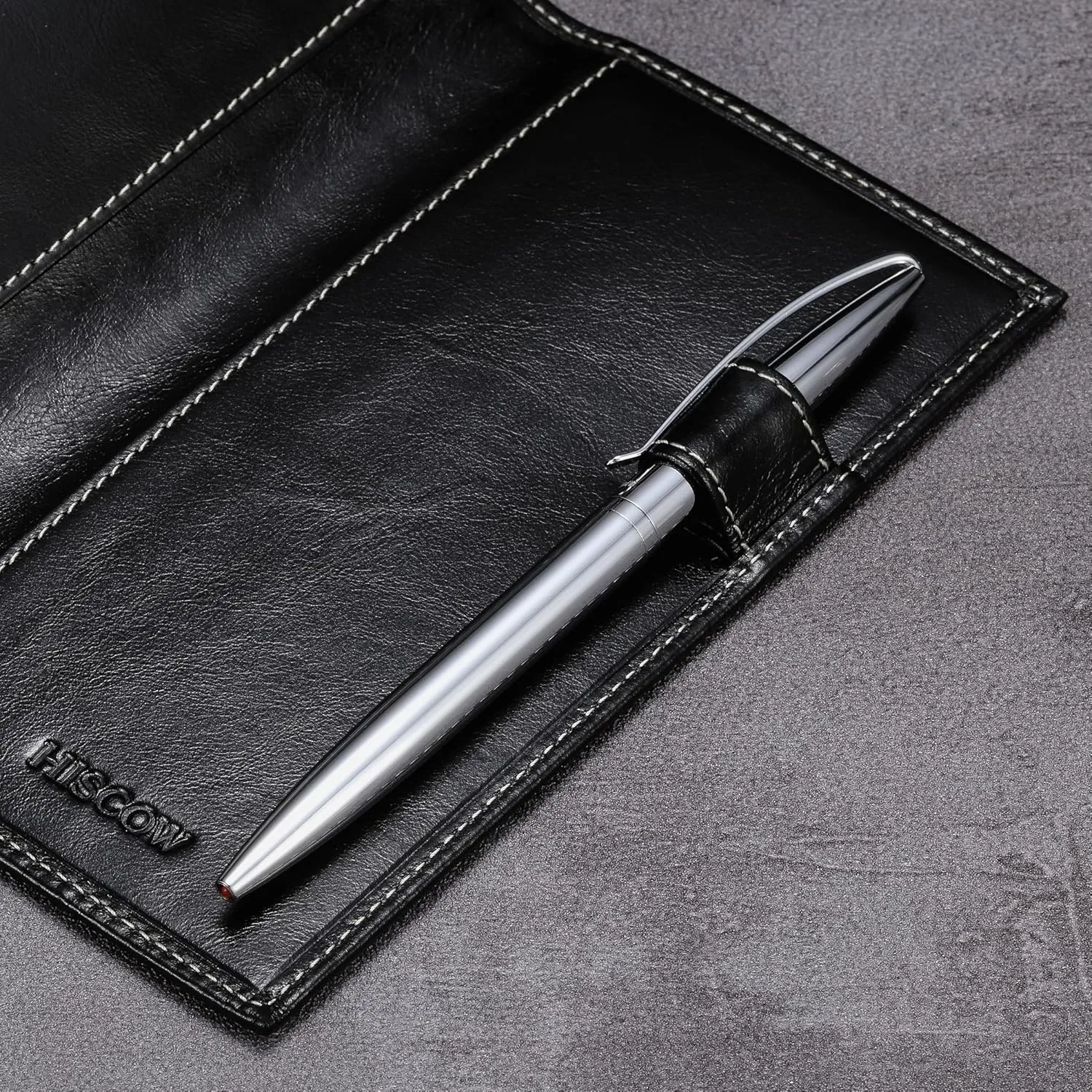 HISCOW Supple Leather Checkbook Cover with Free Divider - Italian Calfskin