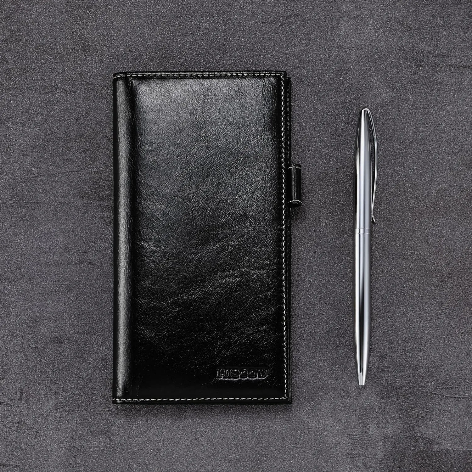 HISCOW Supple Leather Checkbook Cover with Free Divider - Italian Calfskin
