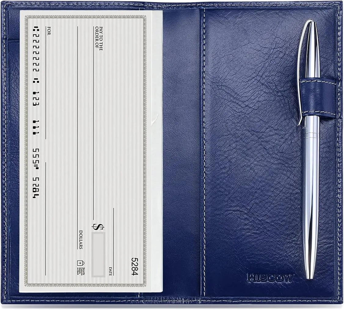 HISCOW Supple Leather Checkbook Cover with Free Divider - Italian Calfskin