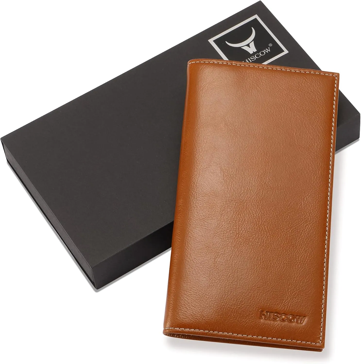 HISCOW Supple Leather Checkbook Cover with Free Divider - Italian Calfskin