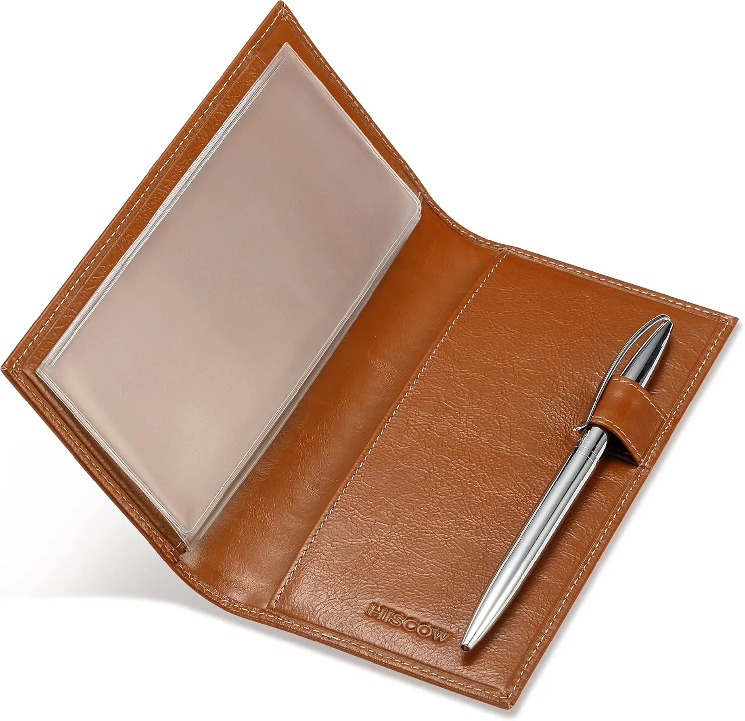 HISCOW Supple Leather Checkbook Cover with Free Divider - Italian Calfskin