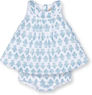 Hope & Henry Layette Baby Girl Woven Swing Top and Ruffle Bloomer 2-Piece Set