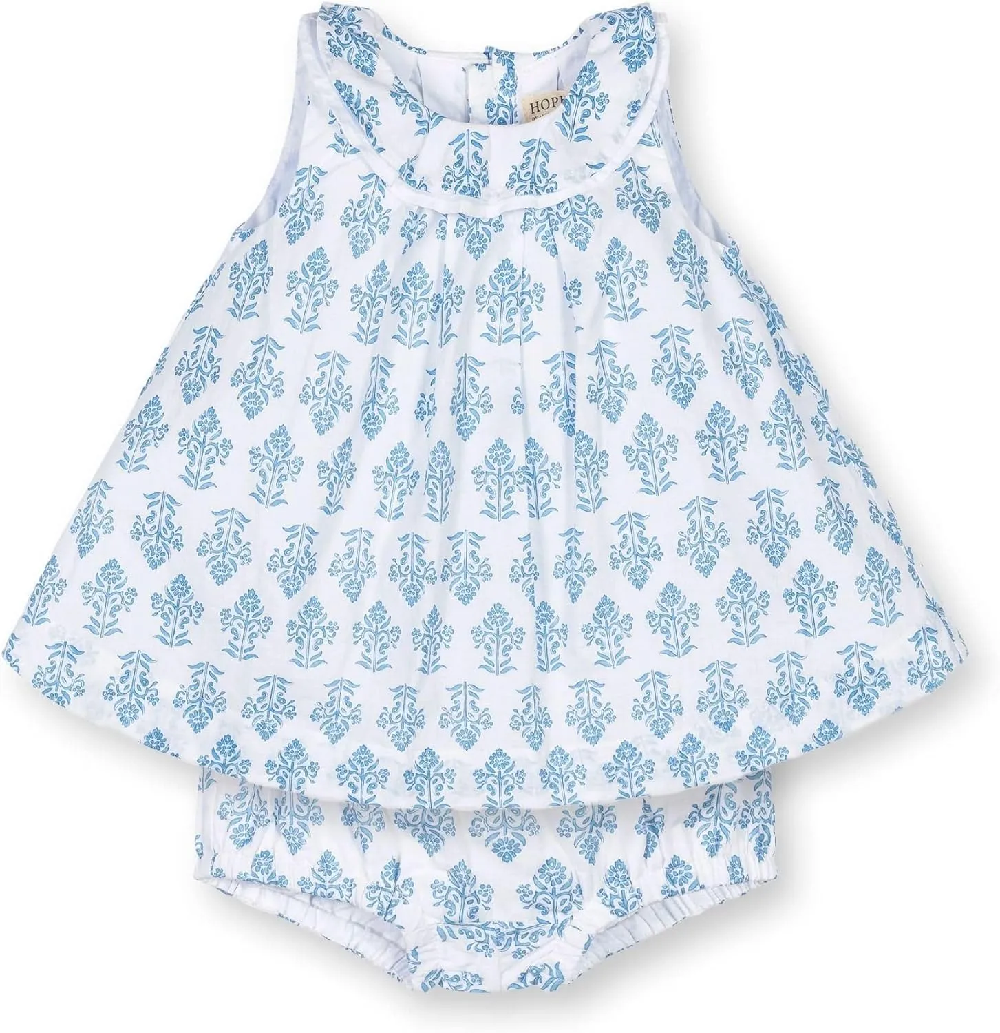 Hope & Henry Layette Baby Girl Woven Swing Top and Ruffle Bloomer 2-Piece Set