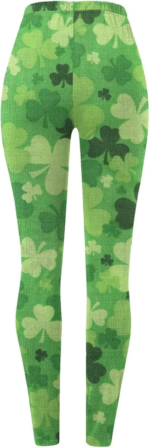 Irish's Butterfly Leggings for Women Green Pattern Leg Leggings Soft Leggings Women with Pockets