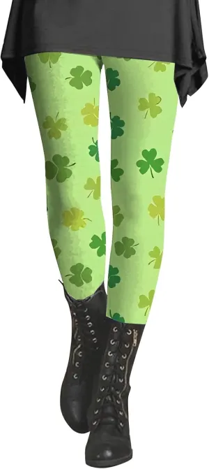 Irish's Butterfly Leggings for Women Green Pattern Leg Leggings Soft Leggings Women with Pockets