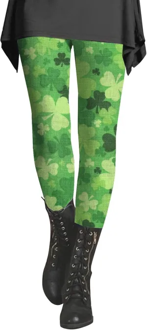 Irish's Butterfly Leggings for Women Green Pattern Leg Leggings Soft Leggings Women with Pockets