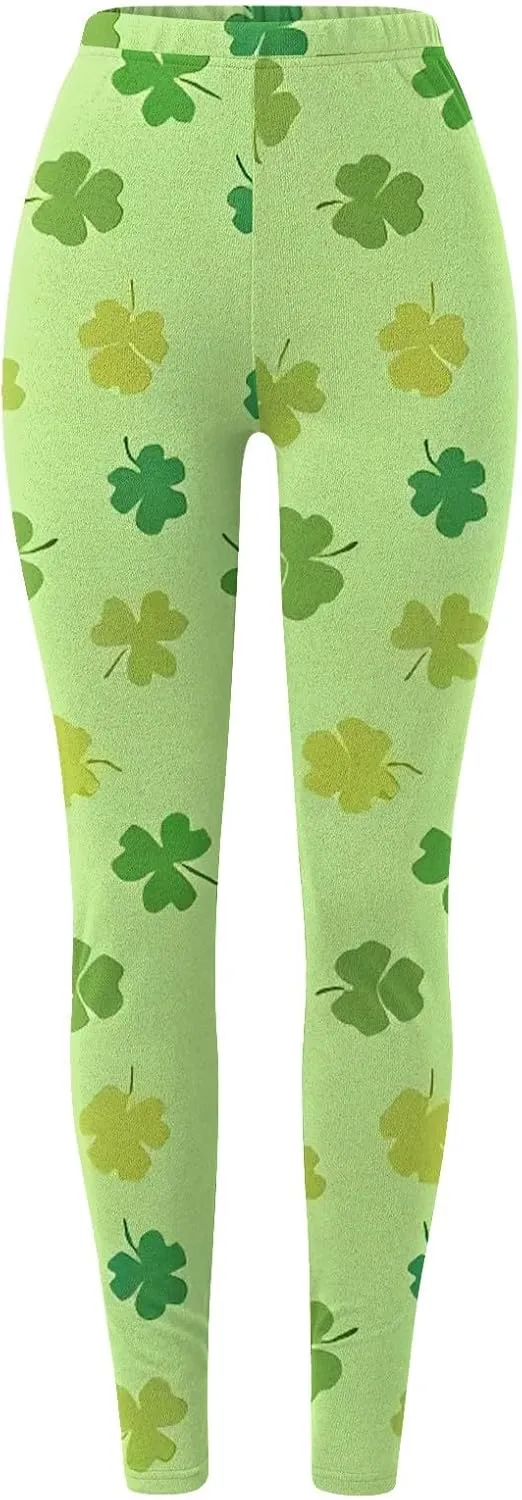 Irish's Butterfly Leggings for Women Green Pattern Leg Leggings Soft Leggings Women with Pockets
